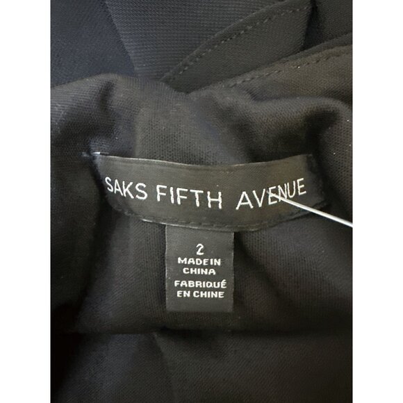 Saks Fifth Avenue Sleeveless Black Ruffled A-Line Dress With V-Neck Design - Picture 7 of 8